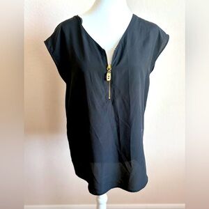 Michael Kors black blouse with gold zipper. Size M.